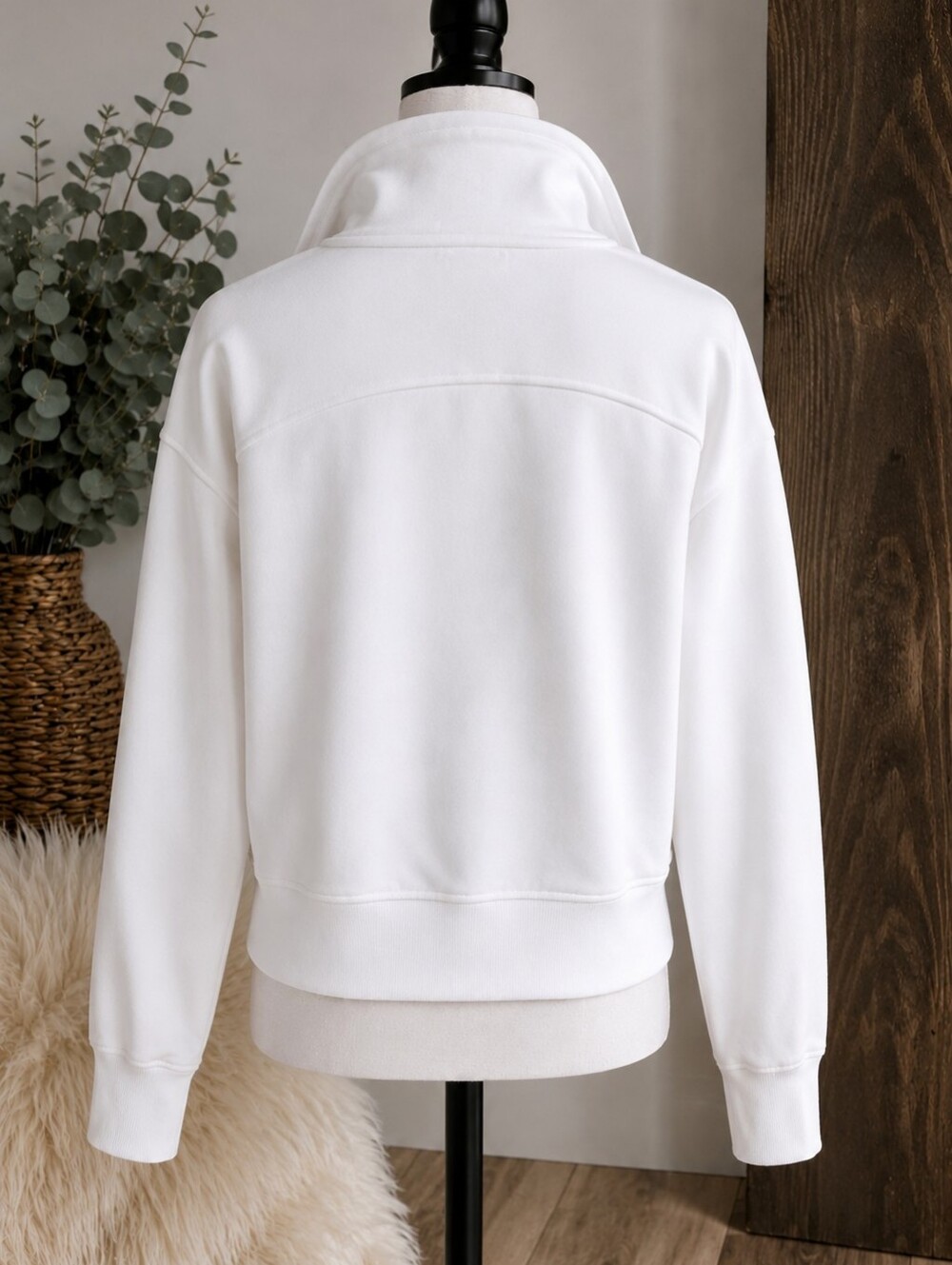 Old Navy Active Dynamic Fleece Cropped Quarter Zip Pullover White Womens Medium - Picture 2 of 5
